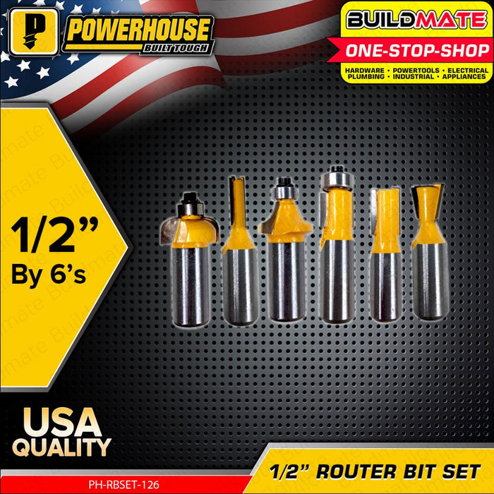 BUILDMATE Powerhouse Router Bits Set 1/4" / 1/2" Inch 6PCS / 12PCS Chamfer Bit Flush Trim Bit - PTAA