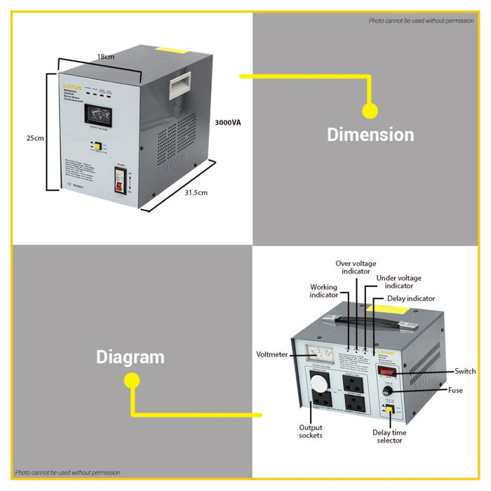 BUILDMATE Lotus AVR Servo Motor Type Control 500VA - 3000VA Automatic Voltage Regulator - LPT