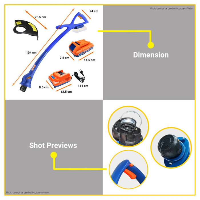 BUILDMATE Wadfow Lithium-Ion Cordless Grass Trimmer 20V Rechargeable Weed Mower Edger Cutter Lawnmower Garden Tools WGTP525 - WCPT