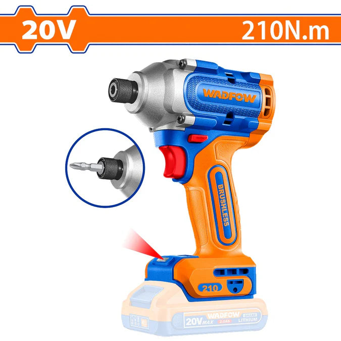 WADFOW P20S/20V Lithium-Ion Brushless Motor Cordless Impact Driver WCD2B21 WCPT
