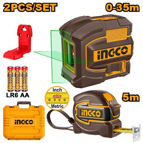 Buildmate x INGCO Self-Leveling Green Line Laser Kit w/ Tape & Bracket HLL680081 IPT