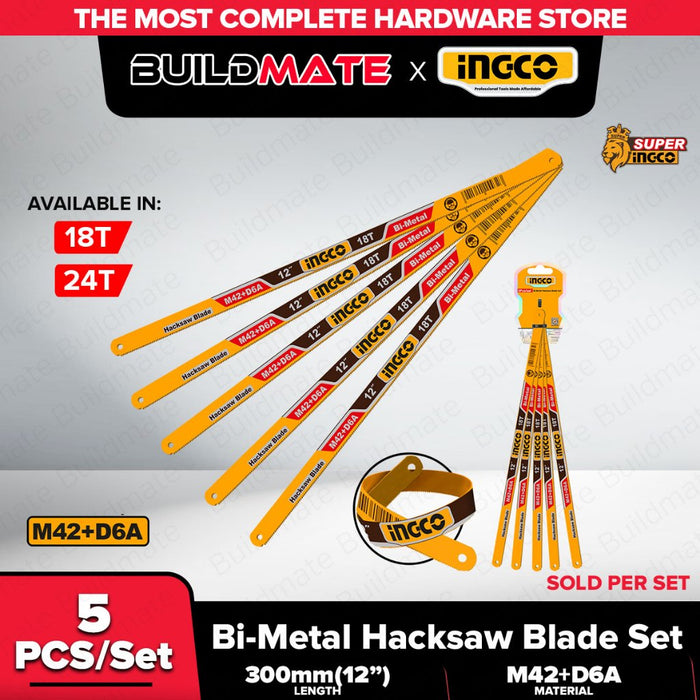 Buildmate x INGCO Bi-Metal Hacksaw Blade Set Durable Cutting Tool for Metal HSBKT12245 IHT