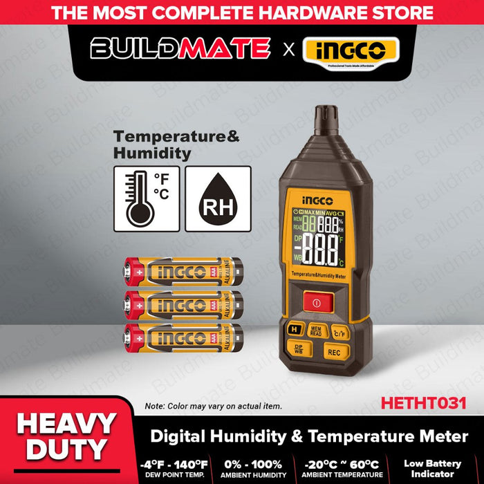Buildmate x ING Digital Humidity & Temperature Meter 0–100% RH, -20–60°C HETHT031 IPT