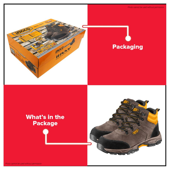 Buildmate x INGCO Safety Boots SSH11SB Sizes 41–46 Heavy Duty Steel Toe IHT
