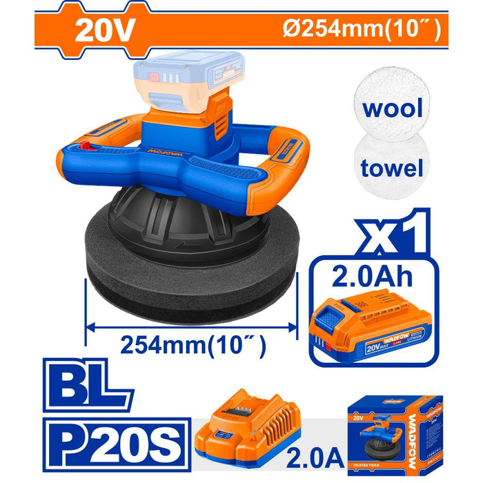 Buildmate x WADFOW 20V Cordless Polisher 245/254mm with Battery & Charger WCPT