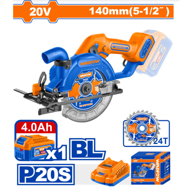 Buildmate x WADFOW 20V Cordless Circular Saw 140mm WLWP5633 WCPT