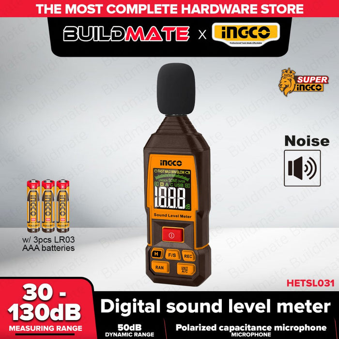 Buildmate x INGCO Digital Sound Level Meter 30-130dB Backlight HETSL031 IPT