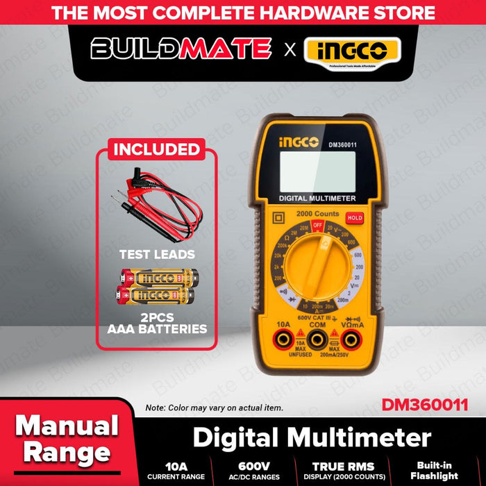 Buildmate x INGCO Digital Multimeter TRMS 2000 Counts  DM360011 IPT
