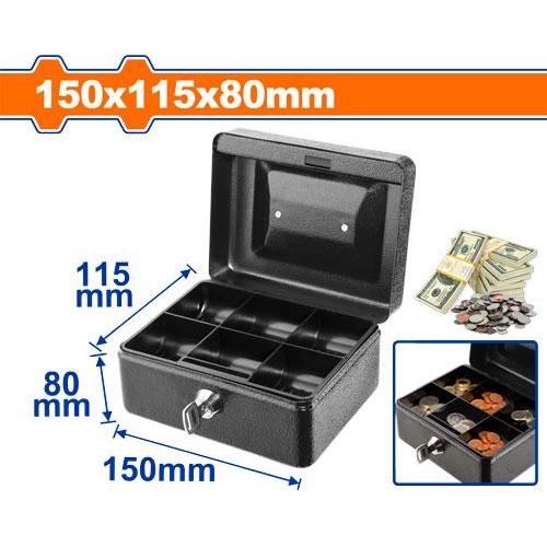 Buildmate x WADFOW Cash Box 5 Trays 1.4L Iron Key Safeguard 15x11.5x8cm WQQX2H02 WHT