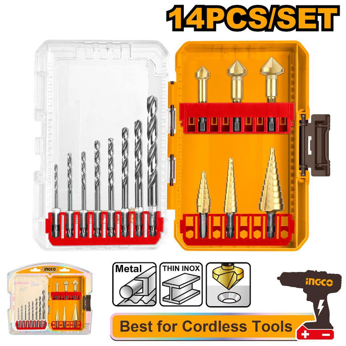 Buildmate x INGCO 14PCS 4341 HSS Drill & Step Drill Bit Set AKDL61401 IHT