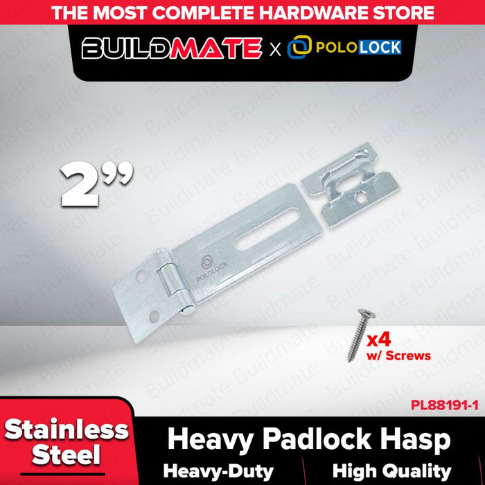 BUILDMATE x POLOLOCK Heavy-Duty Padlock Hasp 2” / 2.5” / 3”/4.5"– Stainless Steel Lock Hinge for Doors, Gates & Cabinets