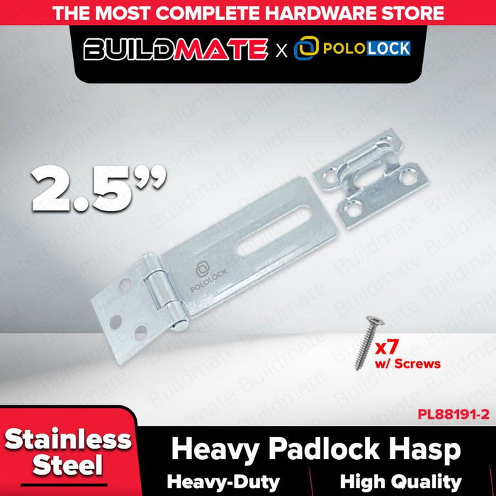 BUILDMATE x POLOLOCK Heavy-Duty Padlock Hasp 2” / 2.5” / 3”/4.5"– Stainless Steel Lock Hinge for Doors, Gates & Cabinets