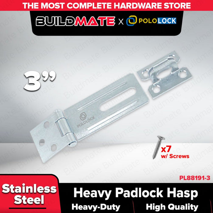 BUILDMATE x POLOLOCK Heavy-Duty Padlock Hasp 2” / 2.5” / 3”/4.5"– Stainless Steel Lock Hinge for Doors, Gates & Cabinets