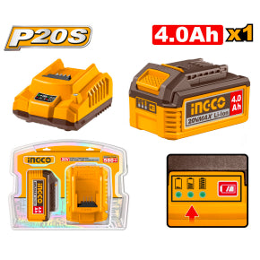 Buildmate x INGCO 20V Lithium-Ion Battery & Charger Kit | 1-2 Pack FBCPK1012 / FBCPK2013 ICPT