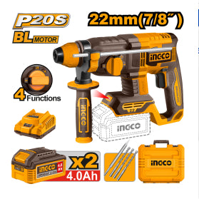 Buildmate x INGCO20V Cordless Rotary Hammer | 22mm Concrete Drill w/ 2 Batteries CRHLI212282 ICPT