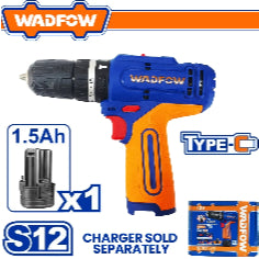 Buildmate x WADFOW 12V Cordless Impact Drill 20Nm USB-C Rechargeable LED Light WCPT