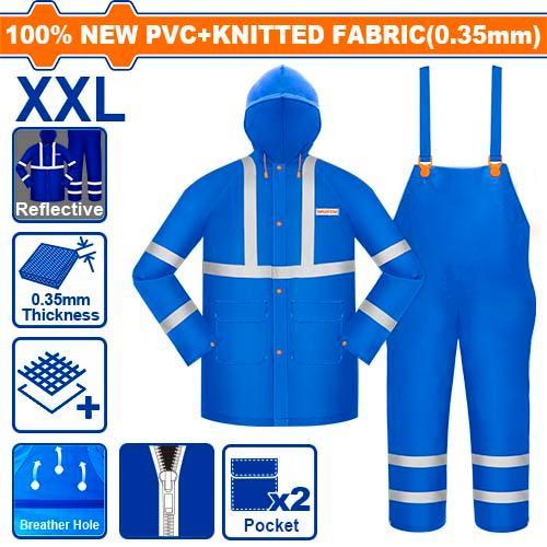 Buildmate x WADFOW Rain Suit with Reflective Strips WRC500L/WRC50XL/WRC5XXL PVC 2pcs Set WHT