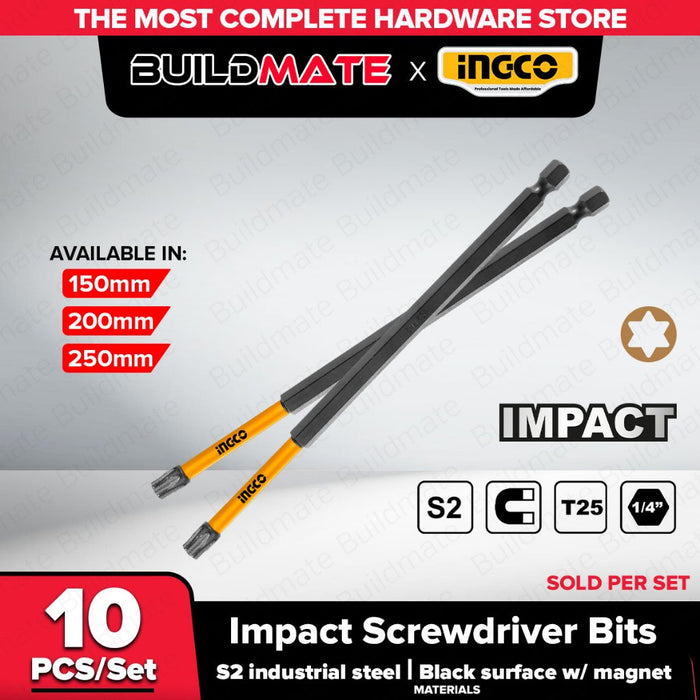 BUILDMATE INGCO Impact Screwdriver Bits S2 Steel, Magnetic, Torsion, Power Tool Accessories SDBIM11T2563 / SDBIM11T25103 IHT