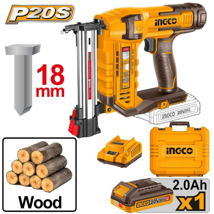 Buildmate x INGCO 20V Cordless Brad Nailer Kit | ST18mm Nails w/ Battery & Charger CSTLI3808 ICPT