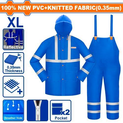 Buildmate x WADFOW Rain Suit with Reflective Strips WRC500L/WRC50XL/WRC5XXL PVC 2pcs Set WHT