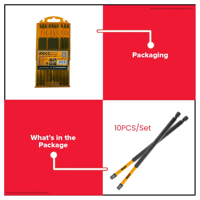 BUILDMATE INGCO Impact Screwdriver Bits S2 Steel, Magnetic, Torsion, Power Tool Accessories SDBIM11T2563 / SDBIM11T25103 IHT