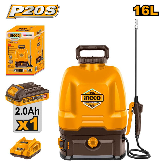 Buildmate x INGCO 20V Cordless Battery Sprayer 16L 5BAR w/ Battery & Charger CSPLI20162 ICPT