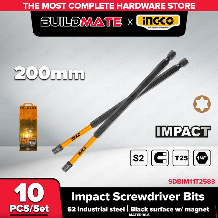 BUILDMATE INGCO Impact Screwdriver Bits S2 Steel, Magnetic, Torsion, Power Tool Accessories SDBIM11T2563 / SDBIM11T25103 IHT