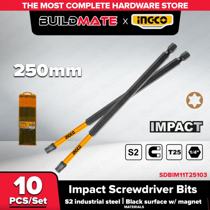 BUILDMATE INGCO Impact Screwdriver Bits S2 Steel, Magnetic, Torsion, Power Tool Accessories SDBIM11T2563 / SDBIM11T25103 IHT