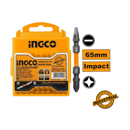 Buildmate x INGCO Screwdriver Bits 10pcs | PH2+SL6mm, S2 Steel, Magnetic  SDB21HL133 IHT