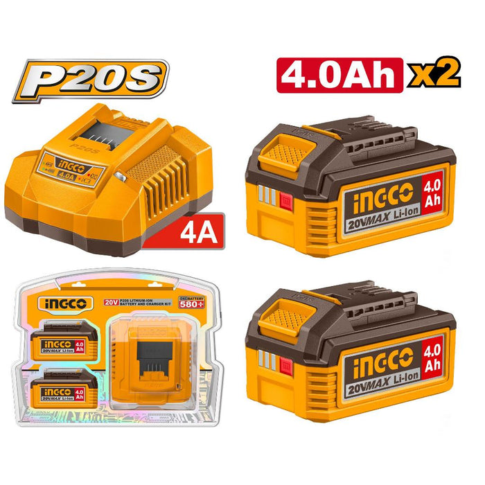 Buildmate x INGCO 20V Lithium-Ion Battery & Charger Kit | 1-2 Pack FBCPK1012 / FBCPK2013 ICPT