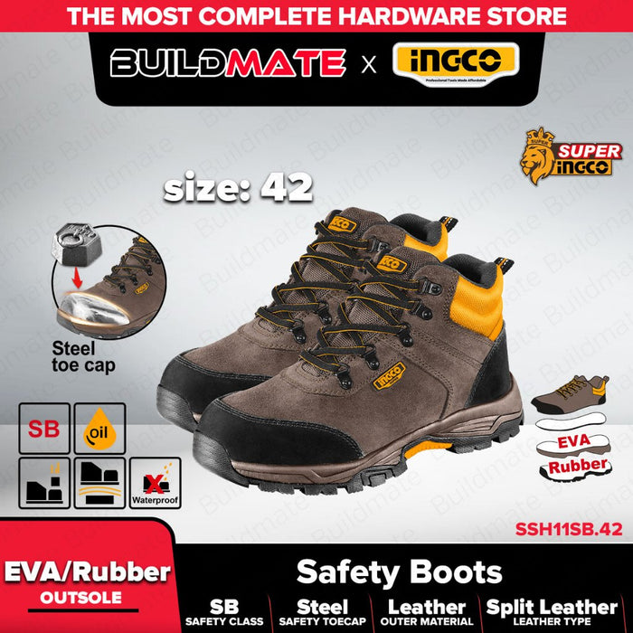 Buildmate x INGCO Safety Boots SSH11SB Sizes 41–46 Heavy Duty Steel Toe IHT