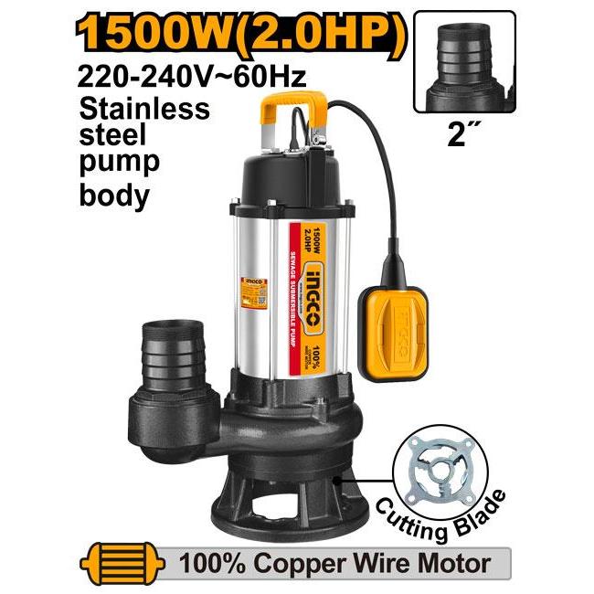 Buildmate x INGCO Sewage Submersible Pump 1.5HP–2.0HP Stainless Steel Dirty Water Pump IPT