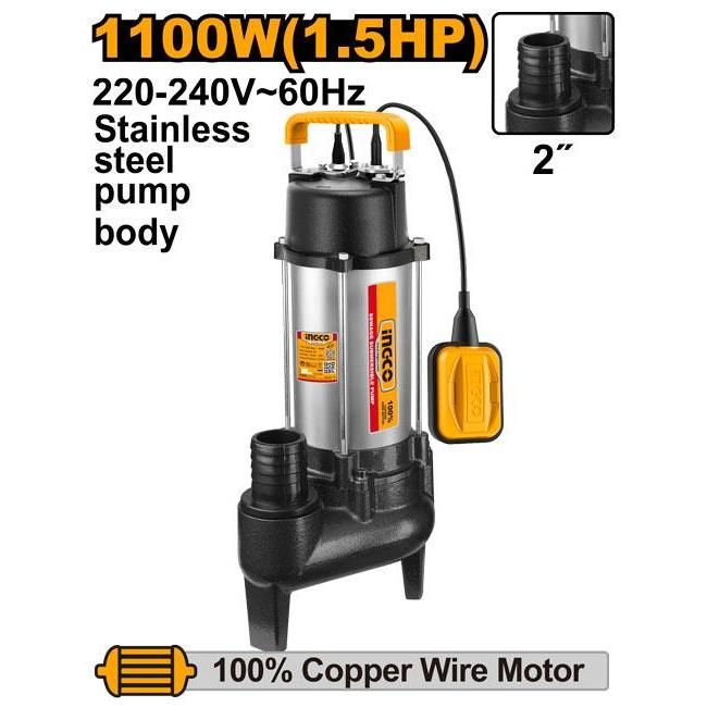 Buildmate x INGCO Sewage Submersible Pump 1.5HP–2.0HP Stainless Steel Dirty Water Pump IPT