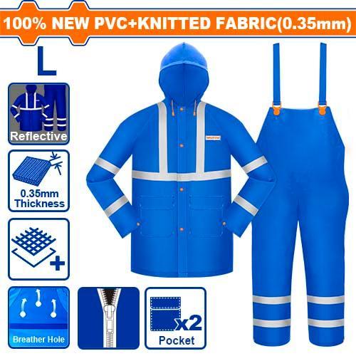 Buildmate x WADFOW Rain Suit with Reflective Strips WRC500L/WRC50XL/WRC5XXL PVC 2pcs Set WHT