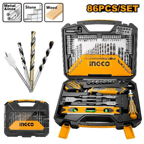 Buildmate x INGCO 86PCS Drill & Screwdriver Bit Set with Ratchet & Measuring Tape HKTAC010861 IHT