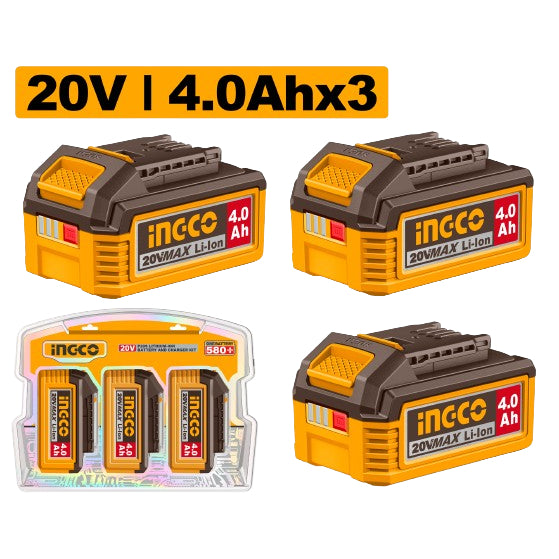 Buildmate x INGCO P20S 20V 4.0Ah Lithium-Ion Battery Kit 3PCS FBLI20021 COSLI251296 IPT