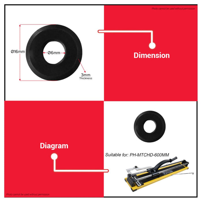 Buildmate x PowerHouse Tile Cutter Tungsten Carbide Blade 16MM 6X3MM TCB-16MM PTAA