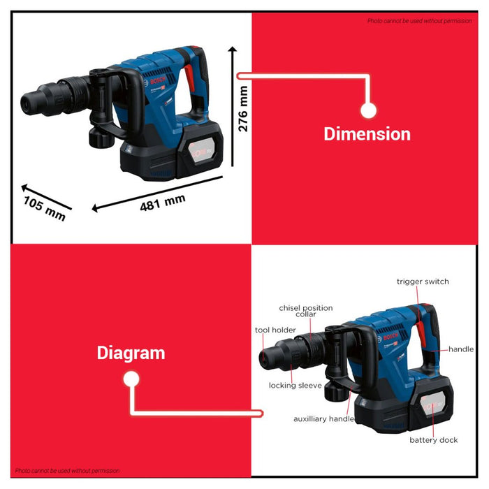 Buildmate x BOSCH GSH 18V-5 Cordless Demolition Hammer SDS Max 8.5J 0611918280 BLC