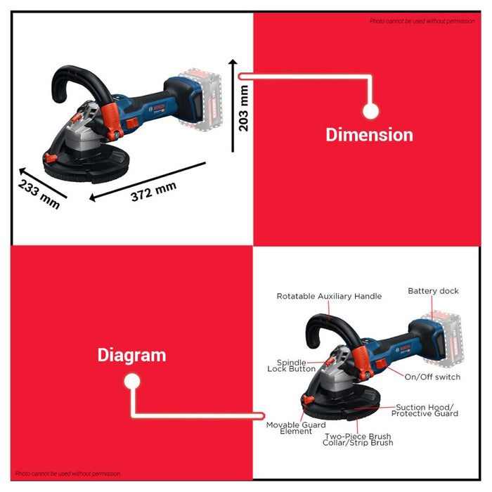 Buildmate x BOSCH SOLO GBR 18V-15 S Brushless Cordless Concrete Grinder 06017762B0 BLC