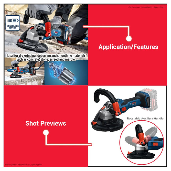Buildmate x BOSCH SOLO GBR 18V-15 S Brushless Cordless Concrete Grinder 06017762B0 BLC