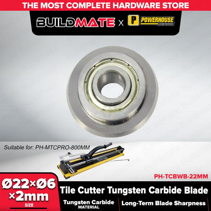 Buildmate x PowerHouse Tile Cutter Tungsten Carbide Blade W/ Ball Bearing 22MM 6X2MM PTAA