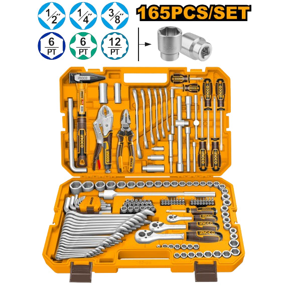 Buildmate x INGCO 165PCS Combination Tool Set Socket Wrench Kit HKTHP51658 IHT