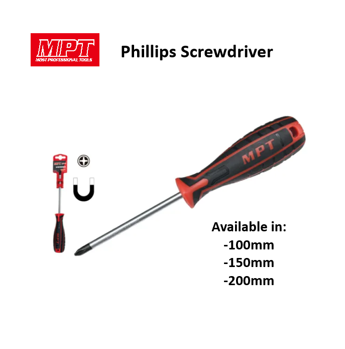 MPT 100mm - 200mm Phillips Screwdriver SOLD PER PIECE HT •MOST PROFESSIONAL TOOLS •