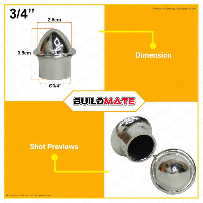 Window Door Chrome Curtain Rod End Cap 1" Inch | 1/2" Inch | 3/4" Inch [SOLD PER PIECE] •BUILDMATE•
