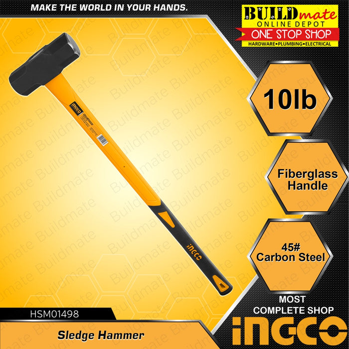 INGCO Sledge Hammer 10Lbs Hammer Tool Stoning Maso HSM01498 with Fiberglass Handle •BUILDMATE• IHT