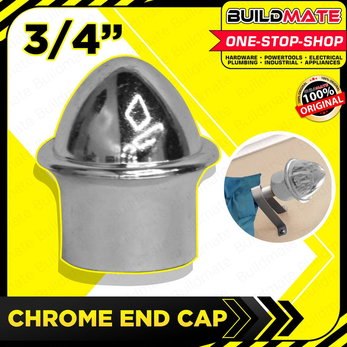 Window Door Chrome Curtain Rod End Cap 1" Inch | 1/2" Inch | 3/4" Inch [SOLD PER PIECE] •BUILDMATE•
