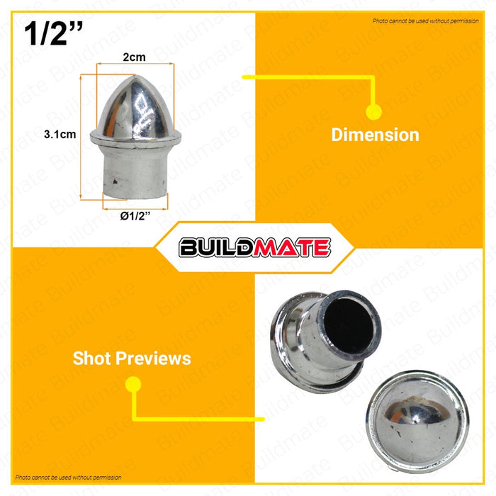 Window Door Chrome Curtain Rod End Cap 1" Inch | 1/2" Inch | 3/4" Inch [SOLD PER PIECE] •BUILDMATE•