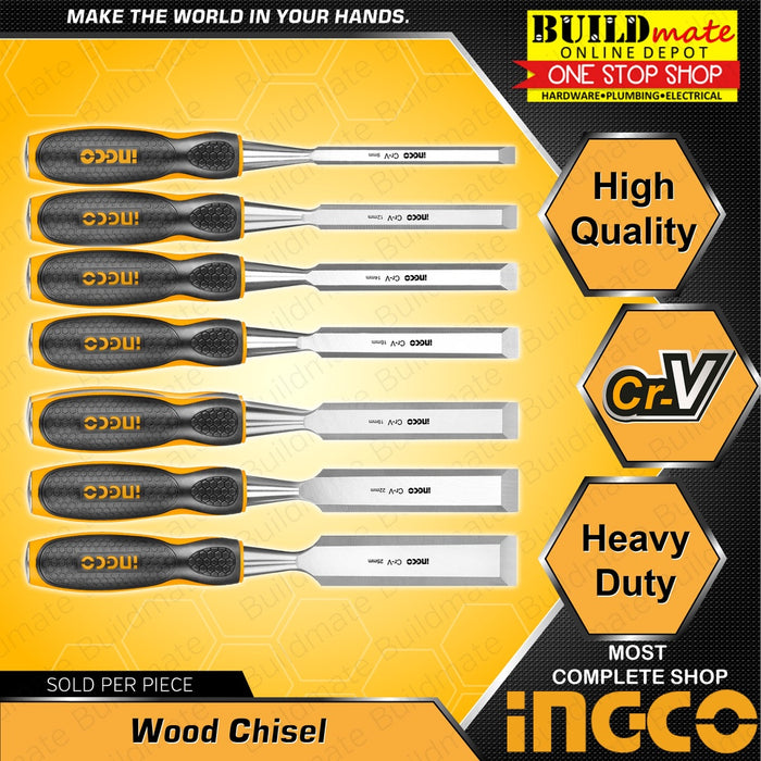 INGCO Wood Chisel 6mm To 22mm [SOLD PER PIECE] Wood Carving Flat Chisel Pait / Paet •BUILDMATE• IHT