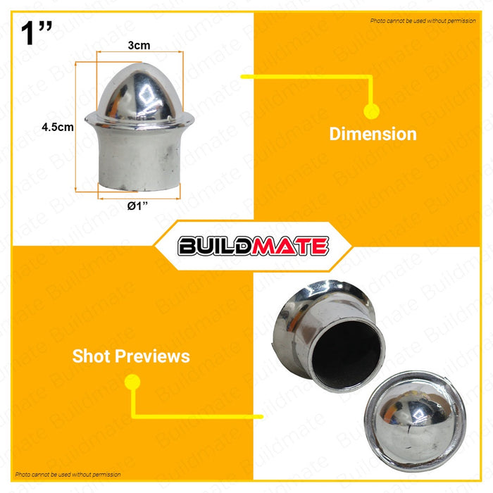 Window Door Chrome Curtain Rod End Cap 1" Inch | 1/2" Inch | 3/4" Inch [SOLD PER PIECE] •BUILDMATE•