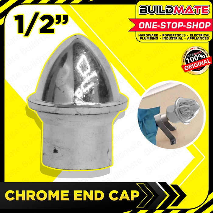 Window Door Chrome Curtain Rod End Cap 1" Inch | 1/2" Inch | 3/4" Inch [SOLD PER PIECE] •BUILDMATE•